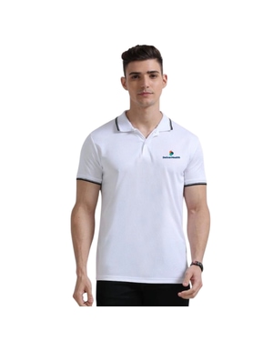 Greys&Blues PrimoKnit Polo Tshirt- White with Black Tipping